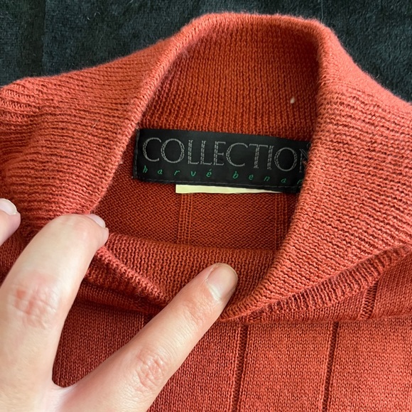 Vintage Mock Neck Sweater Coral Red Color - Picture 2 of 4